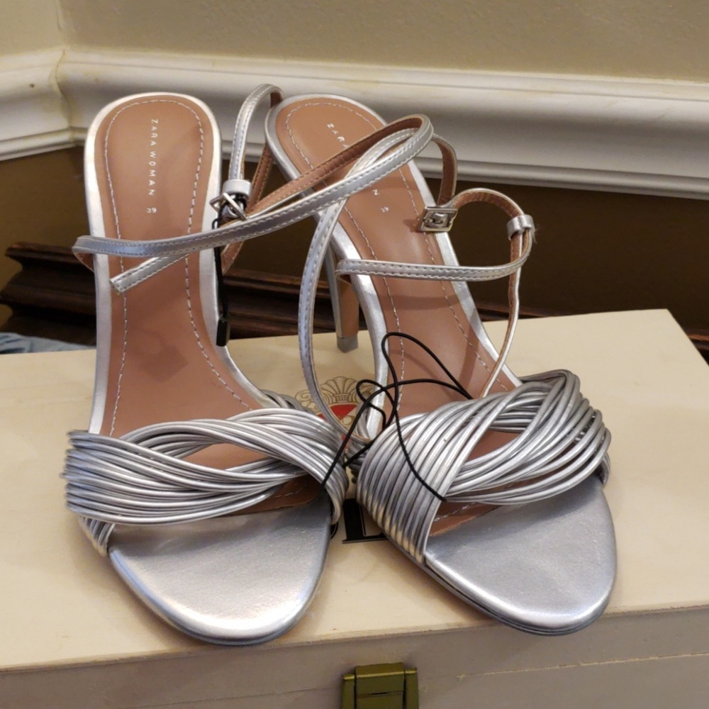 ZARA multi strand silver heels